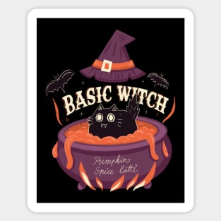 Basic witch halloween black cat pumpkin latte Sticker